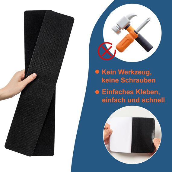 WUFANC 2 Paar Klett Kennzeichenhalter, Kennzeichenhalter Rahmenlos, Extra-Stark & Legal, Selbstklebender Nummernschildhalterung Auto, Wetterfester Kennzeichen Klett für Deutsche Standardkennzeichen