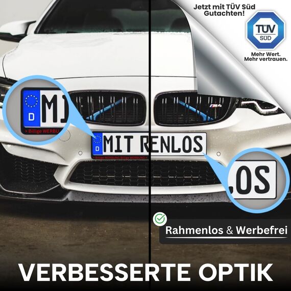 Ivality Magnet Kennzeichenhalter Rahmenlos für 1 Kennzeichen, Unsichtbare Rahmenlose Kennzeichenhalter Magnet für Auto, Wechselkennzeichenhalter Österreich, Straßenzugelassen, TÜV geprüft bis 350 km/h
