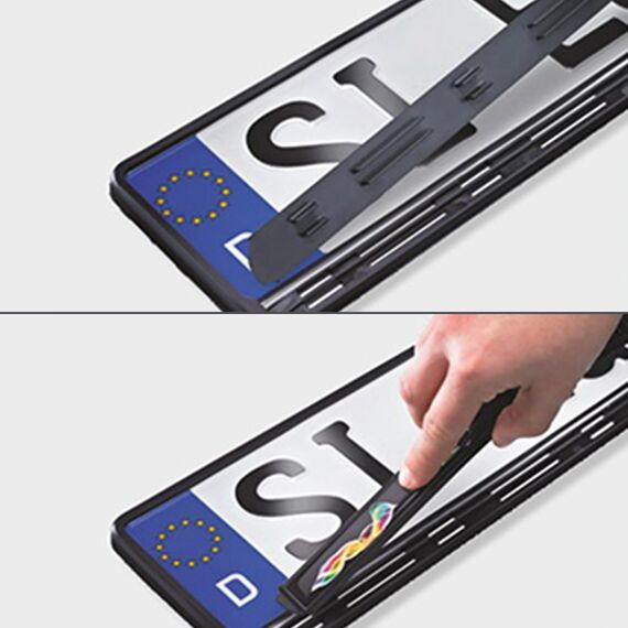 KENNZEICHENHALTER semi matt schwarz mit individuellem WUNSCHTEXT direkt Bedruckt - Keine Folie – 2er-Set Kennzeichenhalter mit Wunschtext
