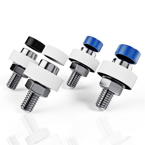 L & P Car Design A0023-1 Kennzeichen Schrauben Kennzeichenbefestigung 4er Set M5 x 20mm DIN 84 mit Abdeckkappen Befestigung für KFZ Nummernschild