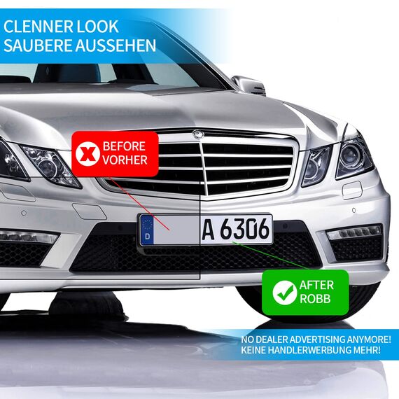 2 Paar Klett Kennzeichenhalter, Rahmenlose Auto Kennzeichenhalter, Auto Kfz Kennzeichen Selbstklebend, Autokennzeichen Nummernschildhalterung Klettverschluss für Standardkennzeichen