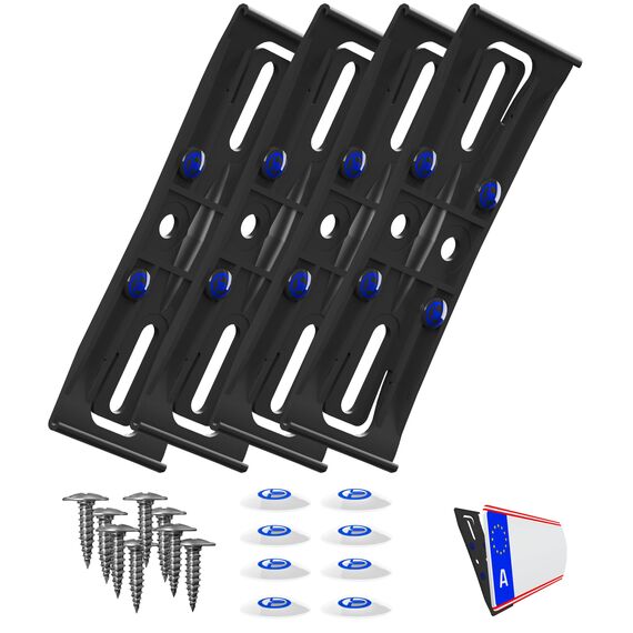 2 Kennzeichenhalter Österreich Rahmenlos schwarz flach 4mm für Kennzeichentafeln 520x120mm unsichtbar Kennzeichenträger für Österreich Dänemark Slowenien