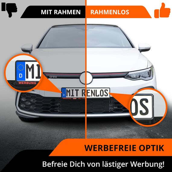 GENMAG® Kennzeichenhalter Rahmenlos [Legal & Universal] Nummernschildhalterung Auto | Rahmenlose Kennzeichenhalter Schwarz | Kennzeichenhalterung | Kfz Kennzeichen Halterung | Nummernschildhalter