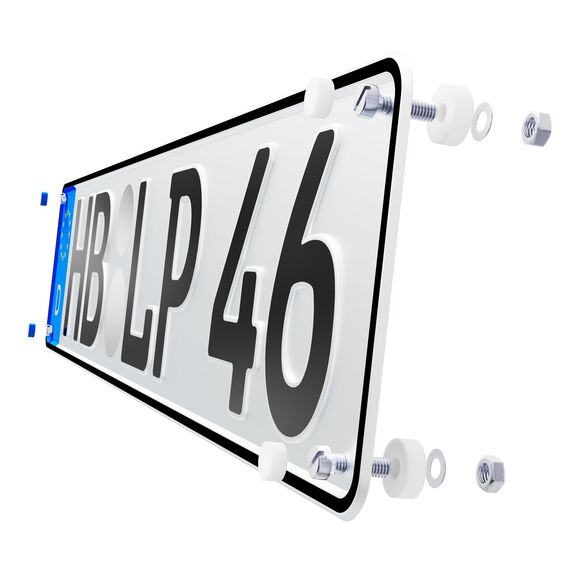 L & P Car Design A0023-1 Kennzeichen Schrauben Kennzeichenbefestigung 4er Set M5 x 20mm DIN 84 mit Abdeckkappen Befestigung für KFZ Nummernschild