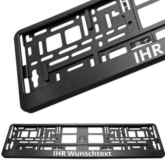 KENNZEICHENHALTER semi matt schwarz mit individuellem WUNSCHTEXT direkt Bedruckt - Keine Folie - 1 Kennzeichenhalter mit Wunschtext