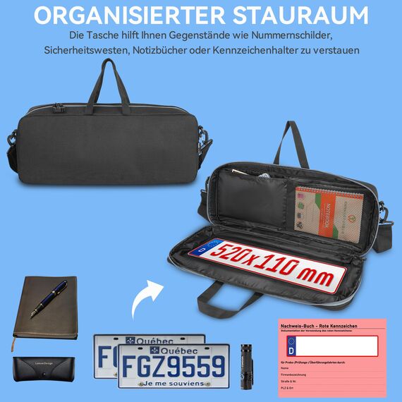 DADA LAB Erweiterbare Kennzeichentasche für KFZ-Händler, Zulassungsdienste & Werkstätten - Organisiert & Sicher für Unterwegs