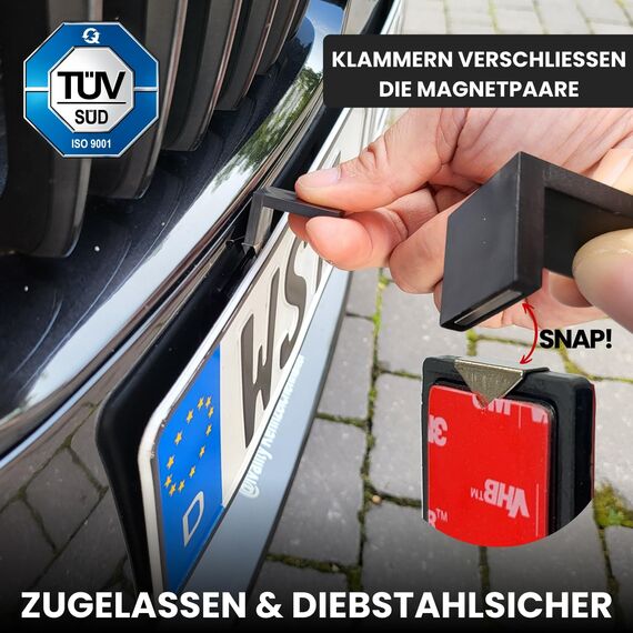 Ivality Magnet Kennzeichenhalter Rahmenlos für 1 Kennzeichen, Unsichtbare Rahmenlose Kennzeichenhalter Magnet für Auto, Wechselkennzeichenhalter Österreich, Straßenzugelassen, TÜV geprüft bis 350 km/h