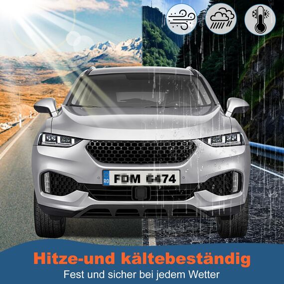 WUFANC 2 Paar Klett Kennzeichenhalter, Kennzeichenhalter Rahmenlos, Extra-Stark & Legal, Selbstklebender Nummernschildhalterung Auto, Wetterfester Kennzeichen Klett für Deutsche Standardkennzeichen