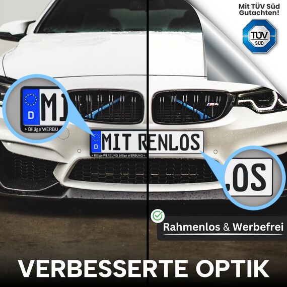 Ivality Magnet Kennzeichenhalter Rahmenlos für 1 Kennzeichen, Unsichtbare Rahmenlose Kennzeichenhalter Magnet für Auto, Wechselkennzeichenhalter Österreich, Straßenzugelassen, TÜV geprüft bis 350 km/h