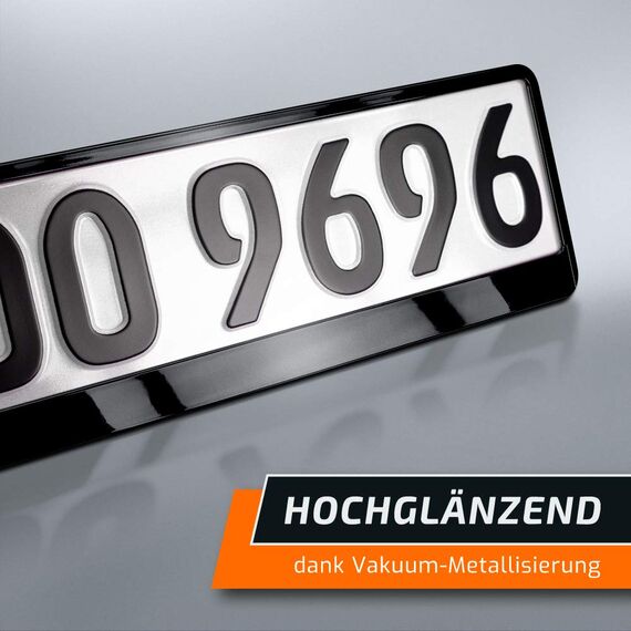 schildEVO 2 Kennzeichenhalter | SCHWARZ Hochglanz Metallic | Klavier-Lack Look | Nummernschildhalter | Kennzeichen-Halterung | DHL-Versand