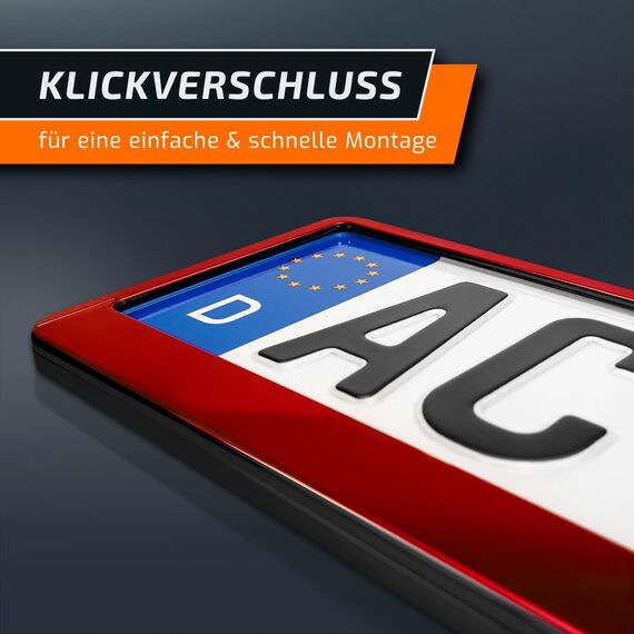 schildEVO 2 Kennzeichenhalter | Rubin ROT | Sanfter Glanz | Nummernschildhalter | Kennzeichen-Halterung | DHL-Versand