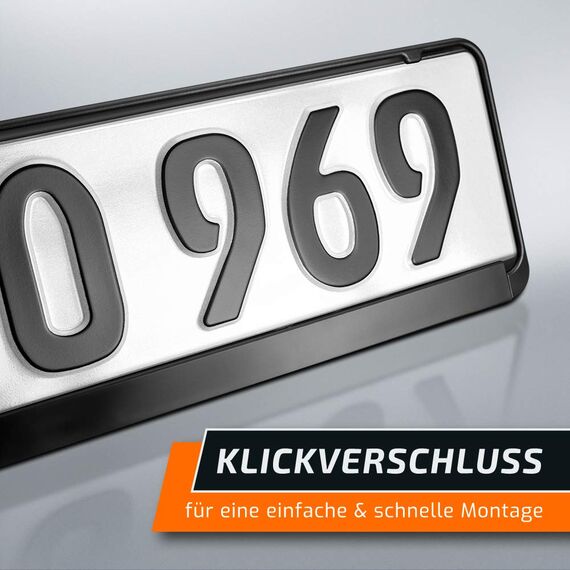 schildEVO 2 Kennzeichenhalter | 460 x 110 mm | SCHWARZ | für Kurze Kennzeichen | 46 x 11 | Nummernschildhalter | Kennzeichen-Halterung | DHL-Versand