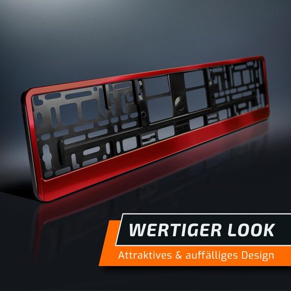 schildEVO 2 Kennzeichenhalter | Rubin ROT | Sanfter Glanz | Nummernschildhalter | Kennzeichen-Halterung | DHL-Versand