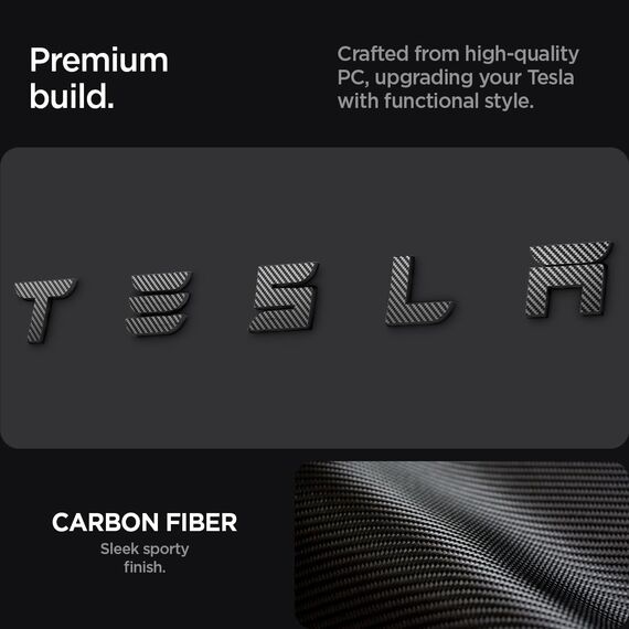 Spigen Tesla Model 3 Highland (~2026) Hinteres Emblem Logo Aufkleber, Perfekte Anpassung und Abdeckung, Einfache Installation, Kompatibel mit Tesla Model 3 Highland 2026 Zubehör - Carbon