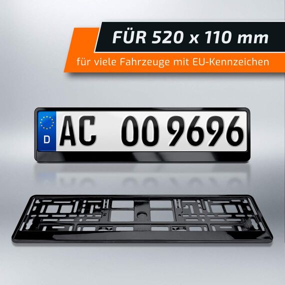 schildEVO 2 Kennzeichenhalter | SCHWARZ Hochglanz Metallic | Klavier-Lack Look | Nummernschildhalter | Kennzeichen-Halterung | DHL-Versand