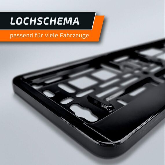 schildEVO 2 Kennzeichenhalter | SCHWARZ Hochglanz Metallic | Klavier-Lack Look | Nummernschildhalter | Kennzeichen-Halterung | DHL-Versand