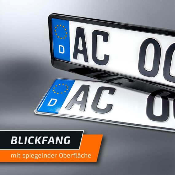 schildEVO 2 Kennzeichenhalter | SCHWARZ Hochglanz Metallic | Klavier-Lack Look | Nummernschildhalter | Kennzeichen-Halterung | DHL-Versand