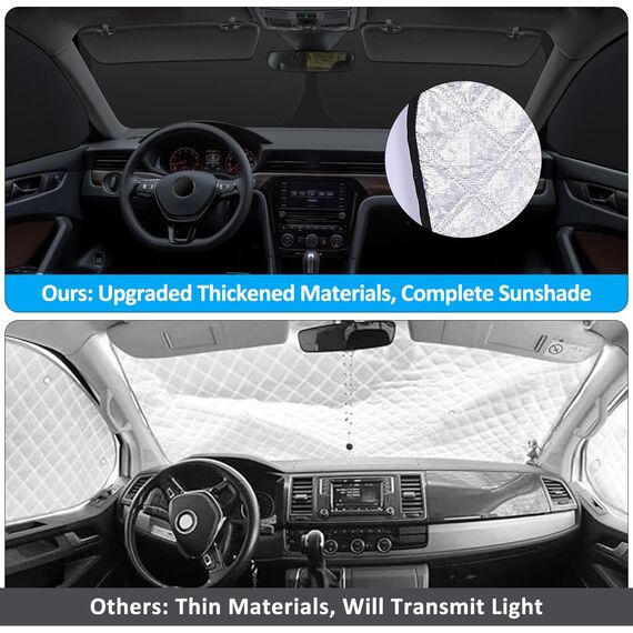 ZATOOTO Sonnenschutz Auto Frontscheibe passend für VW T5 T6, 3PCS Thermomatte Fahrerhaus, Auto Sonnenblende Frontscheibenabdeckung, Windschutzscheiben Innen Verdunkelung, UV-Schutz, Faltbare