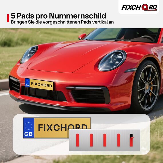 FIXCHORD Doppelseitiges Klebepads Extra Stark, 10 x Nummernschild Klebeband aus Schaumstoff, Selbstklebendes Kfz-Kennzeichen Klebepads für Fahrzeugkennzeichen, Nummernschilder