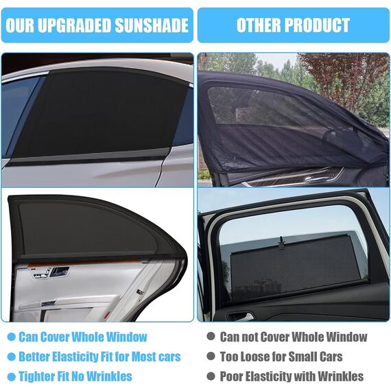 2 Stück Sonnenschutz Auto Baby, Auto UV Schutz & Hitzeschutz Sonnenschutz Auto Kinder, Universal Sonnenblende Auto Netz für Seitenfenster Fit 98% Autos, Privatsphäre Für Kinder Erwachsene