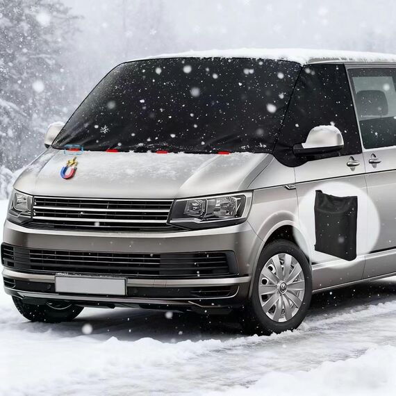 ZATOOTO Frontscheibenabdeckung für Volkswagen T5 T6, 600D Oxford Stoff wasserdichtes Windschutzscheibenabdeckung, Allwetter-Windschutzhaube, lichtundurchlässige UV/Frost/EIS/Staub Schutzhülle
