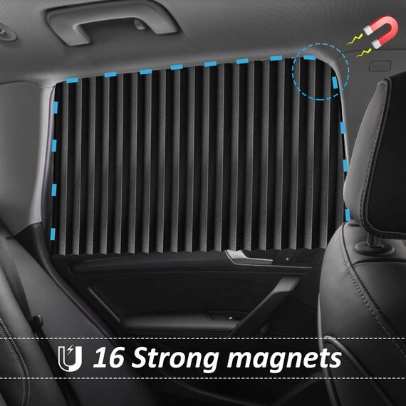 ZATOOTO Sonnenschutz fürs Auto Vorhang 4 Stück, Sonnenschutz Magnetisch für UV-Schutz Hitzeschutz, Privatsphäre Auto Fenster Verdunkelung, Schwarz, mit Personenkraftwagen