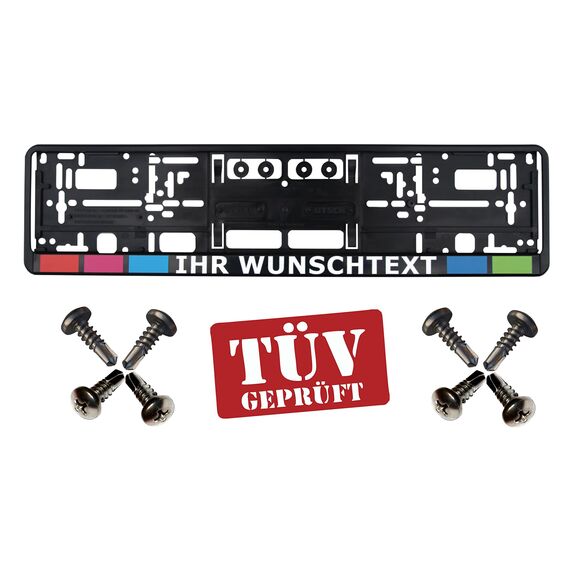 1 Kennzeichenhalter mit Wunschtext Werbung Bedruckt (Keine Folie) mit Schrauben (!!! Nicht für Österreich geeignet !!!)