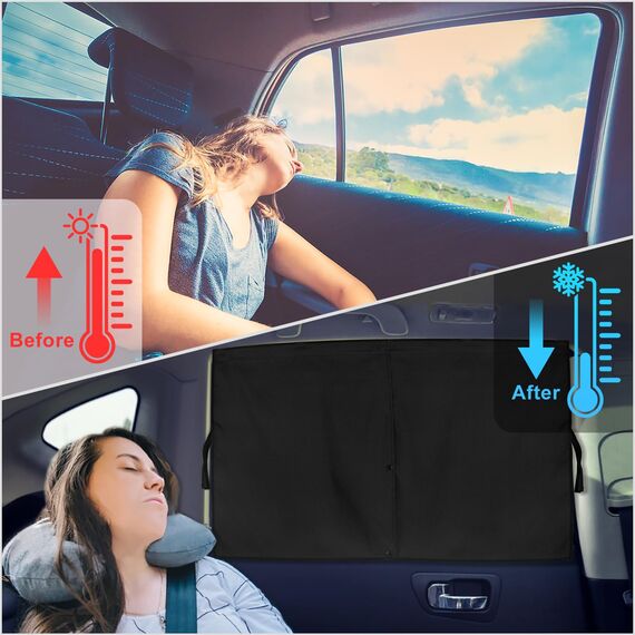 DIZA100 Sonnenschutz Auto Baby, 2 Pack Magnetisch Doppelschicht Sonnenschutz Kinder/Auto Vorhang UV Schutz & Verdunkelung Autofenster Hitzeschutz Vorhang für Seitenscheibe