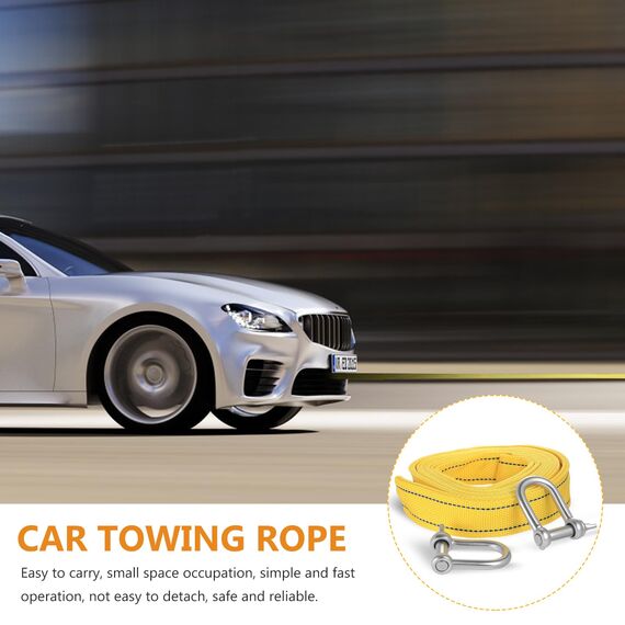 Abschleppseil PKW, 4 Meter 5 Tonnen (11000 Lbs) Abschleppseil Auto, Schwerlast Abschleppseile Abschleppgurt Mit Reflektierenden Streifen, für Off-Road Recovery, mit 2 STK U Abschlepphaken
