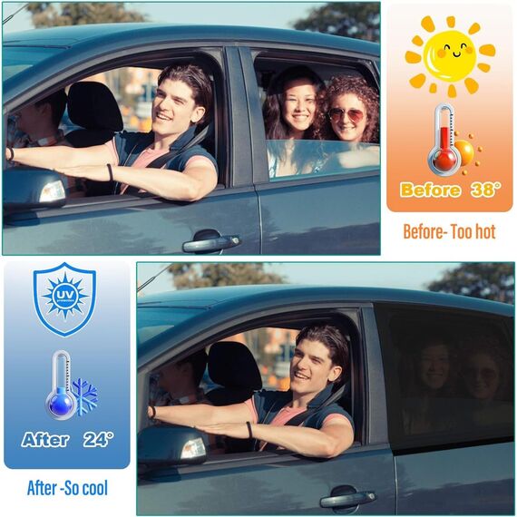 2 Stück Sonnenschutz Auto Baby, Auto UV Schutz & Hitzeschutz Sonnenschutz Auto Kinder, Universal Sonnenblende Auto Netz für Seitenfenster Fit 98% Autos, Privatsphäre Für Kinder Erwachsene