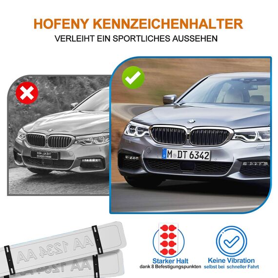 Unsichtbarer Kennzeichenhalter Rahmenlos 2er-Set – Für 110 mm EU-Kennzeichen, Nicht für Österreich/3D