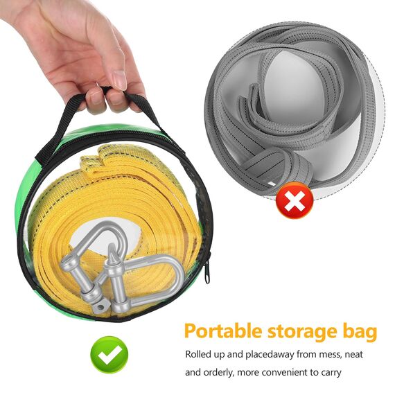 Abschleppseil PKW, 4 Meter 5 Tonnen (11000 Lbs) Abschleppseil Auto, Schwerlast Abschleppseile Abschleppgurt Mit Reflektierenden Streifen, für Off-Road Recovery, mit 2 STK U Abschlepphaken