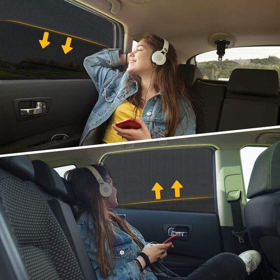 Sonnenschutz Auto Baby mit UV Schutz,Universal Sonnenblende Auto Kinder Seitenscheibe,Autoscheiben Sonnenschutz innen mit Hochelastisches Eisseide-Material(2 Stück)