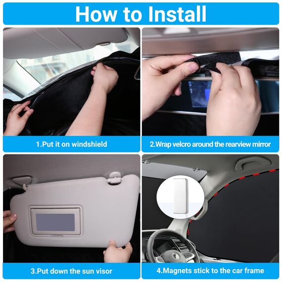 ZATOOTO Sonnenschutz Auto Frontscheibe passend für VW T5 T6, 3PCS Thermomatte Fahrerhaus, Auto Sonnenblende Frontscheibenabdeckung, Windschutzscheiben Innen Verdunkelung, UV-Schutz, Faltbare