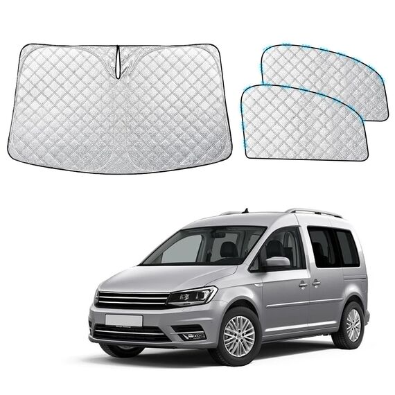 ZATOOTO Frontscheibe Sonnenschutz für VW Caddy, Windschutzscheibe Sonnenschutz Innen Faltbar, Thermomatten Magnetisch, Verdickte, blockiert 99% UV-Strahlen, 3er Set