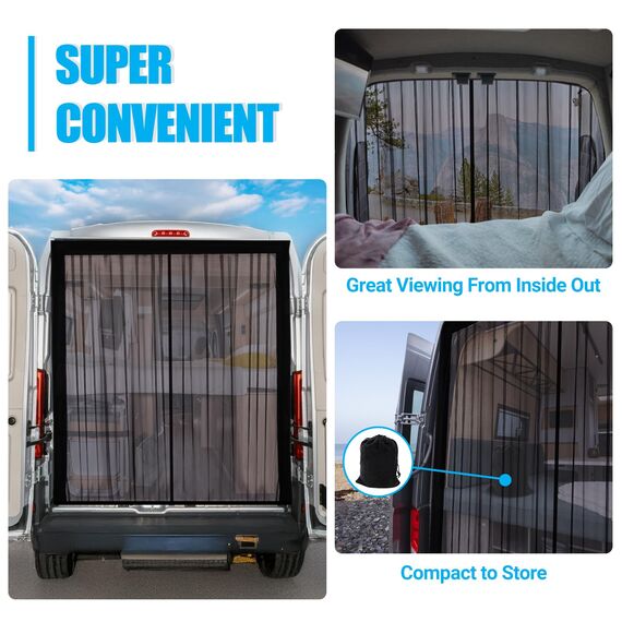 ZATOOTO Moskitonetz Van mit Magnetismus, Fliegengitter Auto für Mercedes Vito und Marco Polo Volkswagen Transporter, Center Magnetic Closure für Insektenschutz Auto