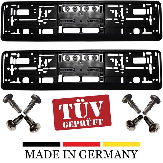 2er-Set Kennzeichenhalter Wunschtext/Logo für alle PKW´s Beschriftung Bedruckt mit 8 Schrauben