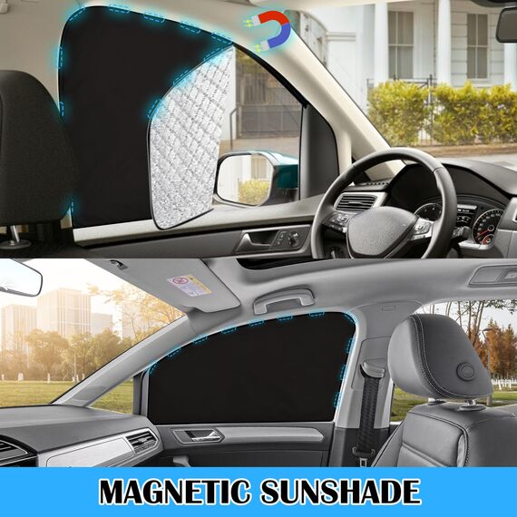 ZATOOTO Frontscheibe Sonnenschutz für VW Caddy, Windschutzscheibe Sonnenschutz Innen Faltbar, Thermomatten Magnetisch, Verdickte, blockiert 99% UV-Strahlen, 3er Set