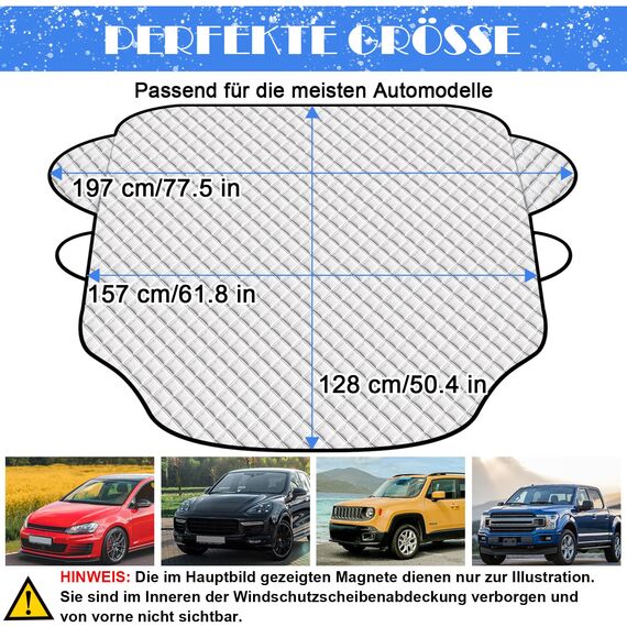 Tevlaphee Sonnenschutz Auto Frontscheibe, Windschutzscheibe Sonnenschutz, UV-Schutz für Sommer, Sonne, Staub, Schnee, EIS, Frost, 197 * 128cm