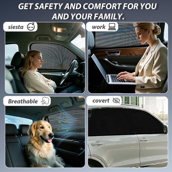 PEMOTech Sonnenschutz Auto Baby,(2-Stück)ZERTIFIZIERTER UV-Schutz,[2026 Upgrade] Nachhaltiges & Hochwertiges Atmungsaktive Spandex,Sonnenschutz Auto Kinder fit 99% Autos, Privatsphäre Für Ihre Familie