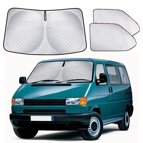 ZATOOTO Sonnenschutz Auto Frontscheibe Innen passend für VW T4, 3PCS Thermomatte Fahrerhaus, Auto Sonnenblende Frontscheibenabdeckung, Windschutzscheiben Autoscheiben Verdunkelung, UV-Schutz