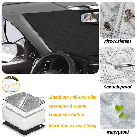 WIN.MAX Frontscheibenabdeckung Auto Scheibenabdeckung Faltbar Sonnenschutz Winter Windschutzscheiben Abdeckung 3 Magnetische für Autoscheibenabdeckung gegen Strahlung, Sonne, Staub, Schnee, EIS