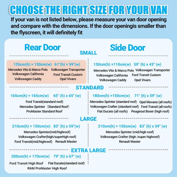 ZATOOTO Moskitonetz Van mit Magnetismus, Fliegengitter Auto für Mercedes Vito und Marco Polo Volkswagen Transporter, Center Magnetic Closure für Insektenschutz Auto