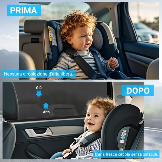 Sonnenschutz Auto Baby, Powerole Auto Sonnenschutz für Baby & Kinder (2 Stück) UV-Schutz Seitenscheibe & Autofenster Atmungsaktives Netz gegen Hitze Universal für 95% Fahrzeuge