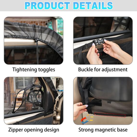 ZATOOTO Magnetische Seitenfenster Insektenschutzgitter passend für VW T4 T5 T6, Autofenster Moskitonetz für Vordertüren, Schutz vor Moskito Atmungsaktiv für Outdoor Camping Reise
