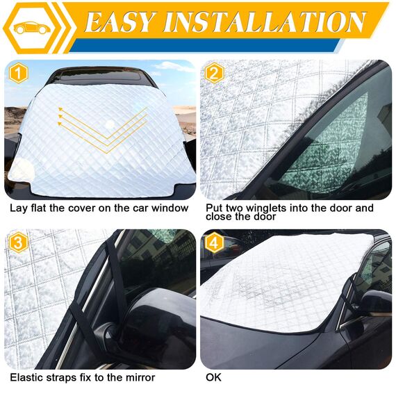 WIN.MAX Frontscheibenabdeckung Auto Scheibenabdeckung Faltbar Sonnenschutz Winter Windschutzscheiben Abdeckung 3 Magnetische für Autoscheibenabdeckung gegen Strahlung, Sonne, Staub, Schnee, EIS