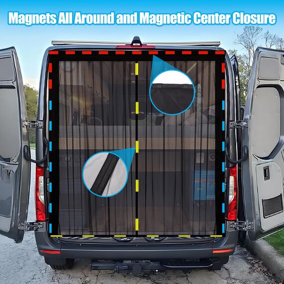 ZATOOTO Moskitonetz Van mit Magnetismus, Fliegengitter Auto für Mercedes Sprinter (Standarddach) Volkswagen Crafter (Standard-Dach), Center Magnetic Closure für Insektenschutz Auto