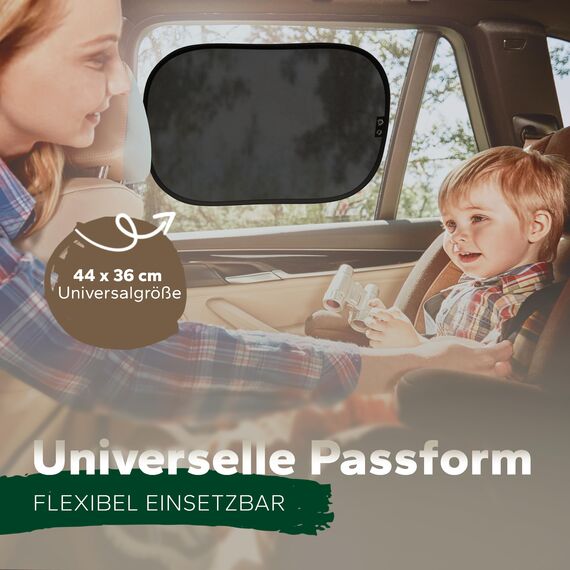 Sonnenschutz Auto Baby mit UV-Schutz UPF50+, DEKRA geprüft & KBA-zugelassen, Hochwertiges GSM105+ Nylon, Doppelte Schutzwirkung, Sonnenschutz Auto Kinder ohne Saugnapf