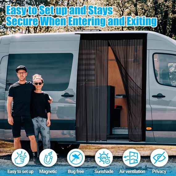 ZATOOTO Moskitonetz Van mit Magnetismus, Fliegengitter Auto für Mercedes Sprinter (Mittel und Hochdach Dach) Volkswagen Crafter, Center Magnetic Closure für Insektenschutz Auto