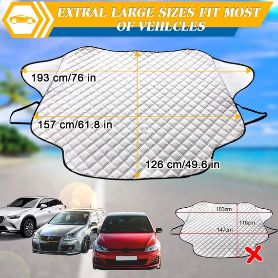 WIN.MAX Frontscheibenabdeckung Auto Scheibenabdeckung Faltbar Sonnenschutz Winter Windschutzscheiben Abdeckung 3 Magnetische für Autoscheibenabdeckung gegen Strahlung, Sonne, Staub, Schnee, EIS